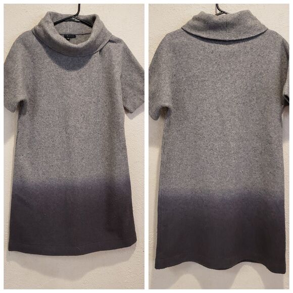 Theory Med Oversize Wool Hombre Gray Black Dress Turtleneck Adelina Nottingham - Picture 1 of 13